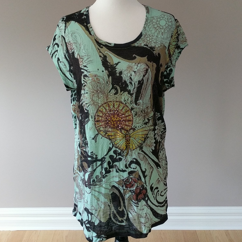 Patterned Rhinestone Top